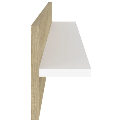 Wall Shelf 2 pcs White and Sonoma Oak 80x11.5x18 cm Engineered Wood