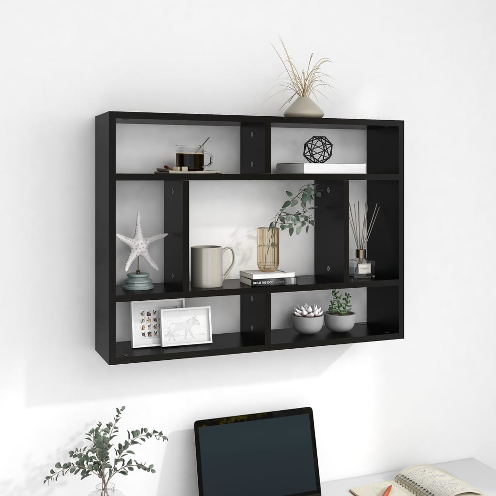 Wall Shelf Black 75x16x55 cm Engineered Wood