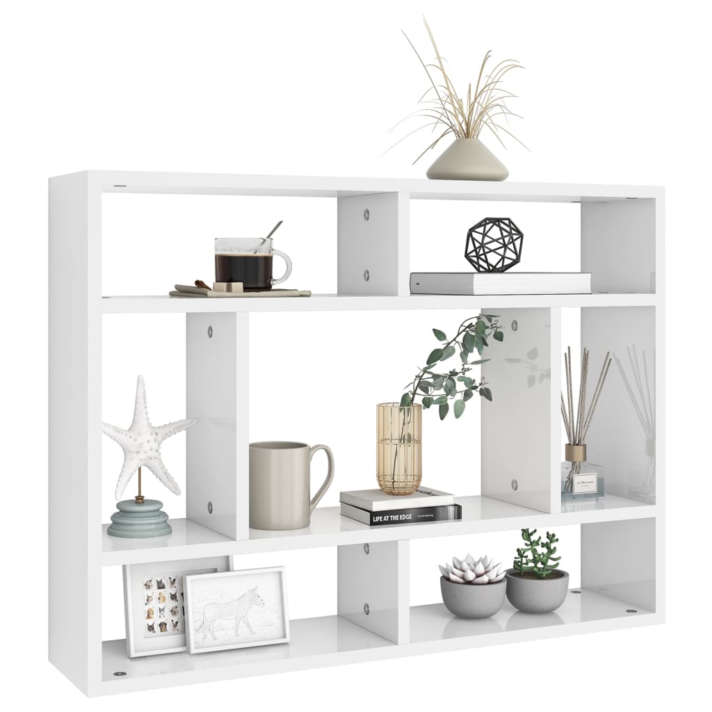 Wall Shelf High Gloss White 75x16x55 cm Engineered Wood