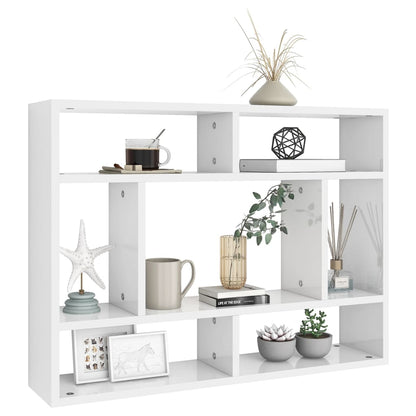 Wall Shelf High Gloss White 75x16x55 cm Engineered Wood