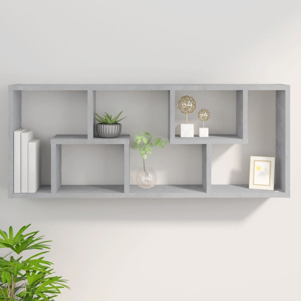 Wall Shelf Concrete Grey 36x16x90 cm Engineered Wood