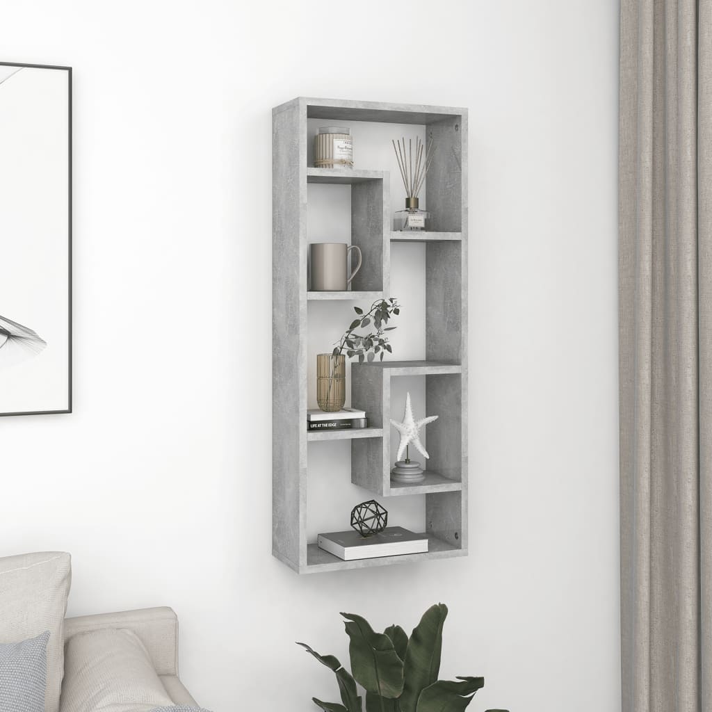 Wall Shelf Concrete Grey 36x16x90 cm Engineered Wood