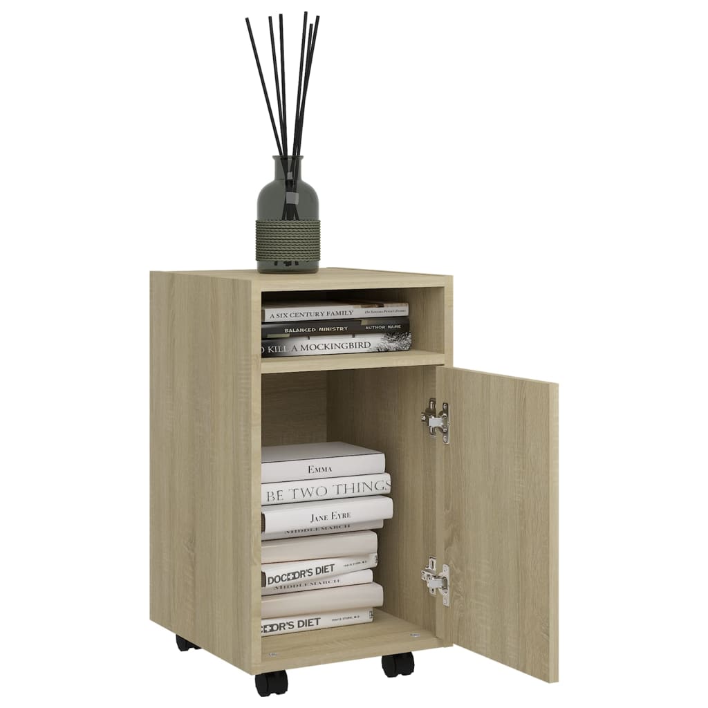 Side Cabinet with Wheels Sonoma Oak 33x38x60 cm Engineered Wood