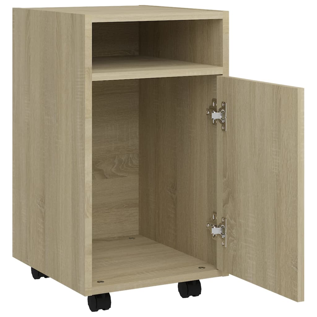 Side Cabinet with Wheels Sonoma Oak 33x38x60 cm Engineered Wood