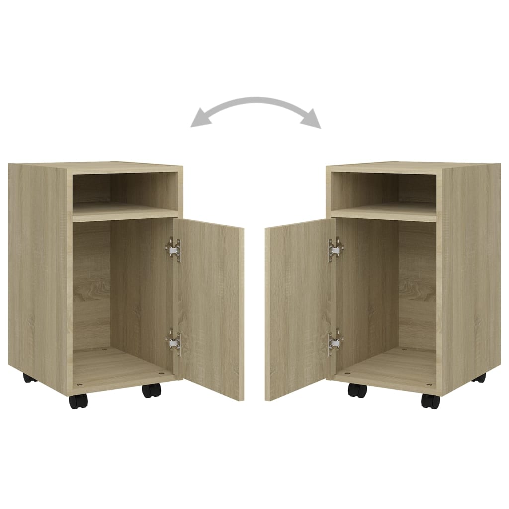 Side Cabinet with Wheels Sonoma Oak 33x38x60 cm Engineered Wood