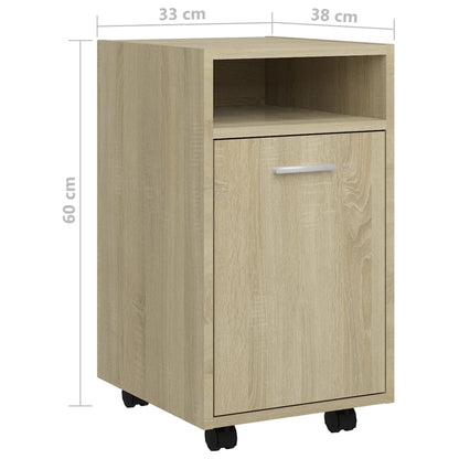 Side Cabinet with Wheels Sonoma Oak 33x38x60 cm Engineered Wood