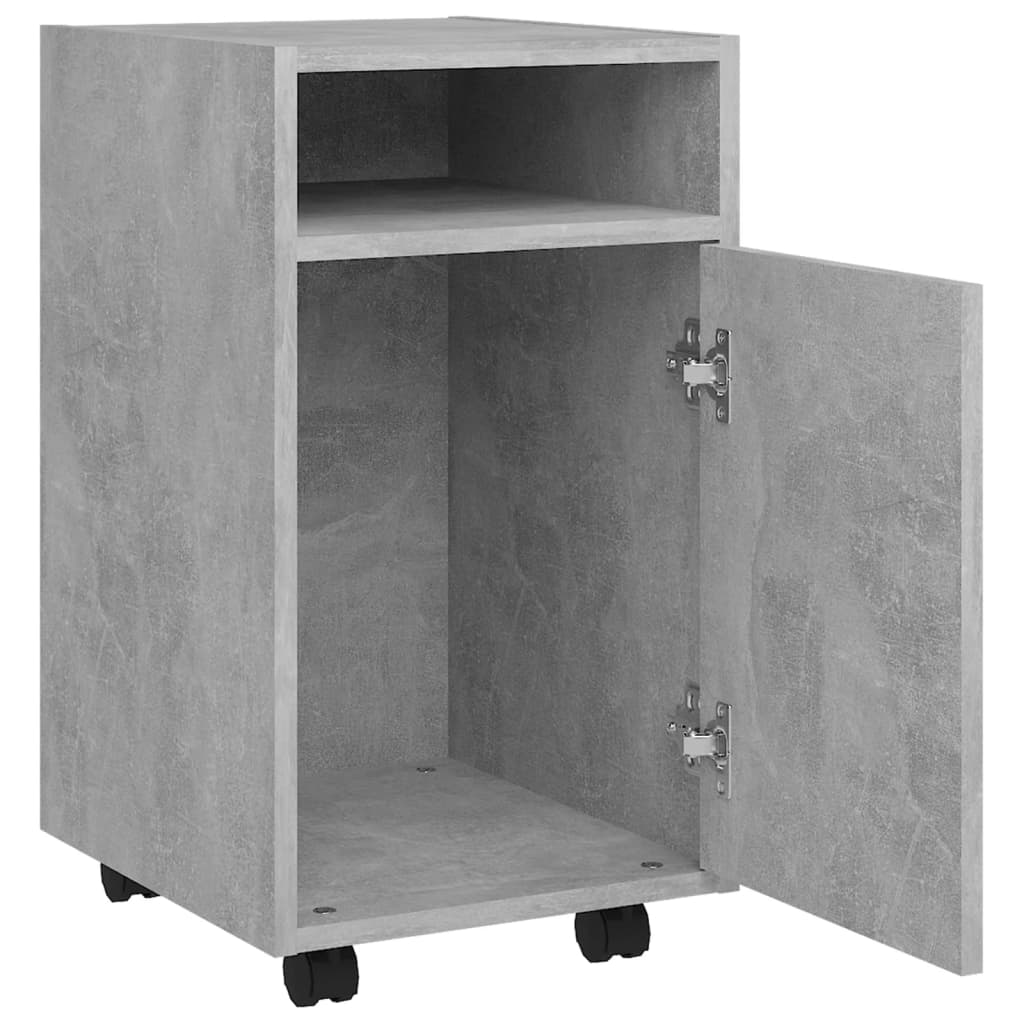 Side Cabinet with Wheels Concrete Grey 33x38x60 cm Engineered Wood