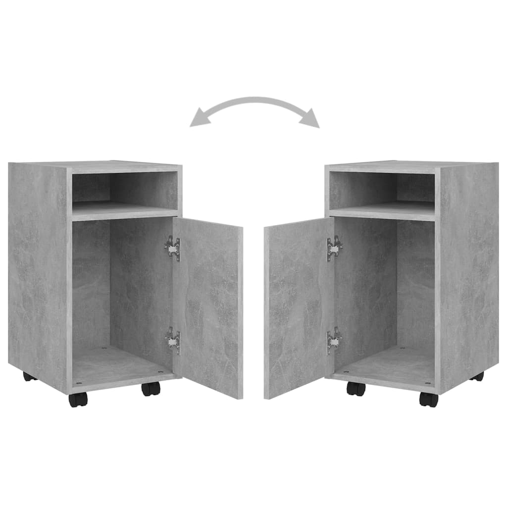 Side Cabinet with Wheels Concrete Grey 33x38x60 cm Engineered Wood