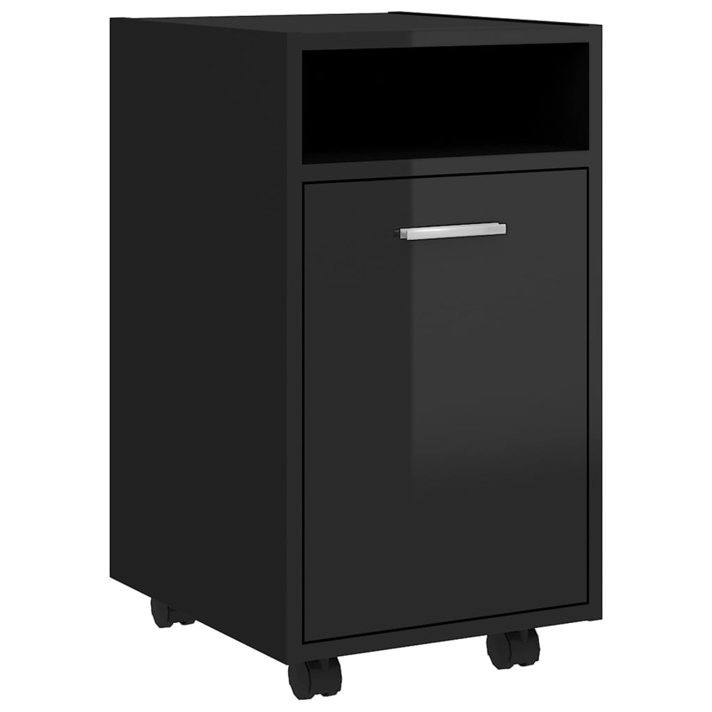 Side Cabinet with Wheels High Gloss Black 33x38x60 cm Engineered Wood