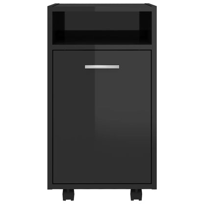 Side Cabinet with Wheels High Gloss Black 33x38x60 cm Engineered Wood