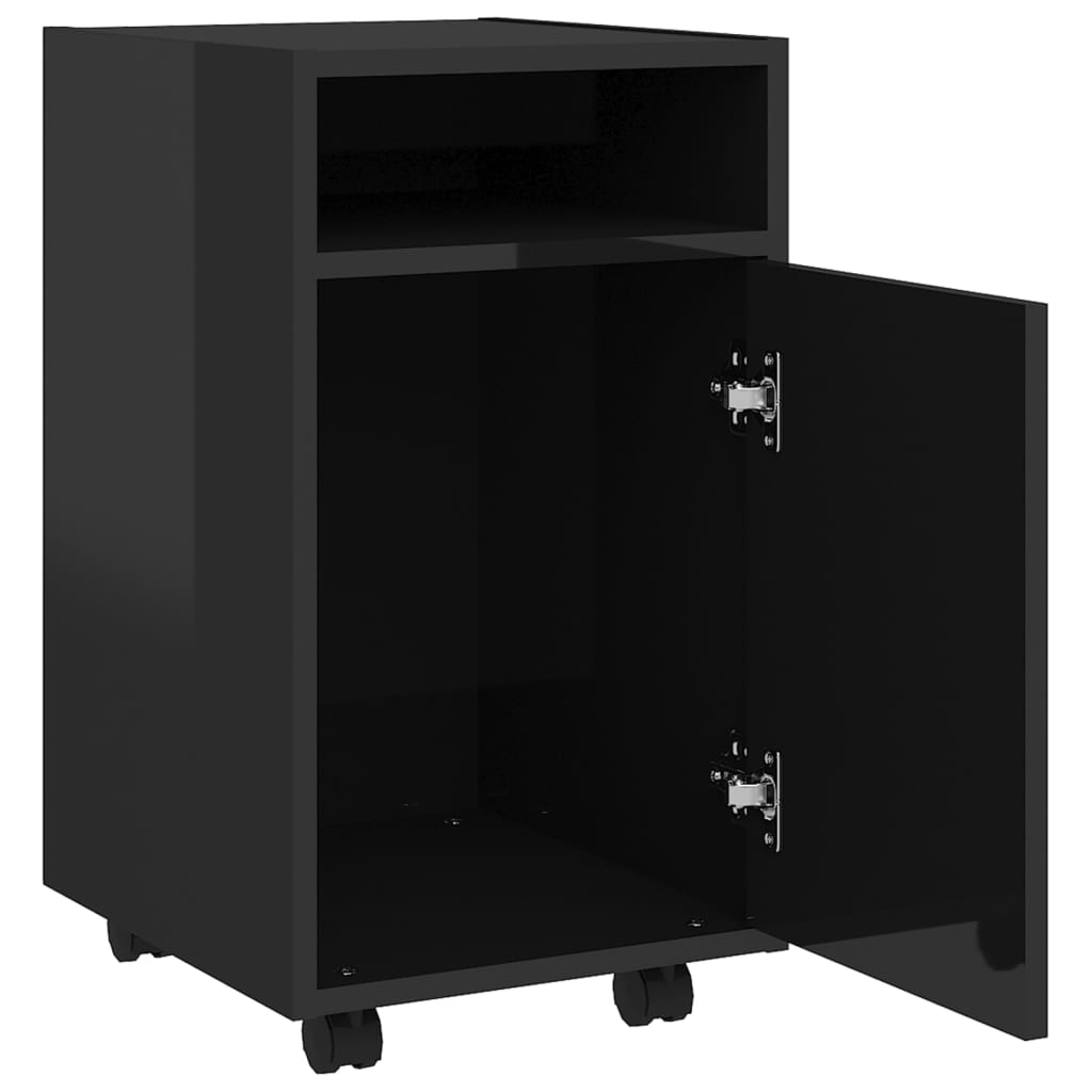 Side Cabinet with Wheels High Gloss Black 33x38x60 cm Engineered Wood