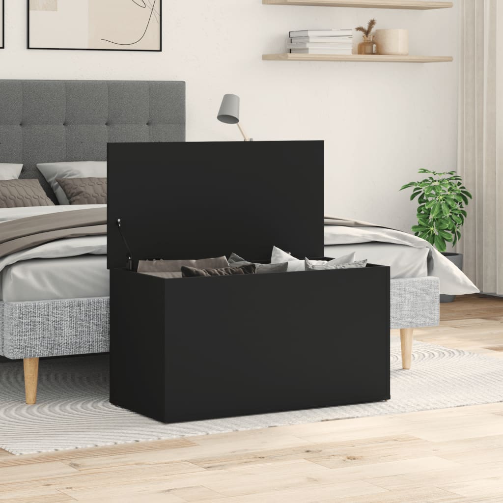 Storage Chest Black 84x42x46 cm Engineered Wood