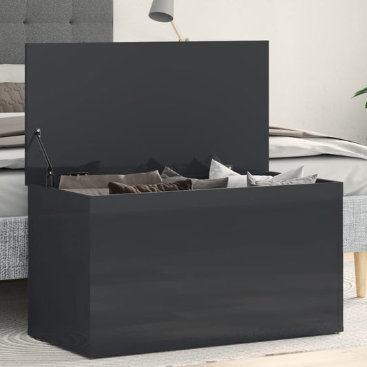 Storage Chest High Gloss Grey 84x42x46 cm Engineered Wood