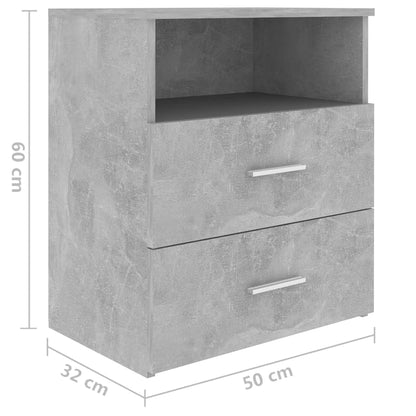 Bed Cabinets 2 pcs Concrete Grey 50x32x60cm