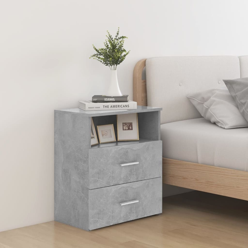 Bed Cabinets 2 pcs Concrete Grey 50x32x60cm