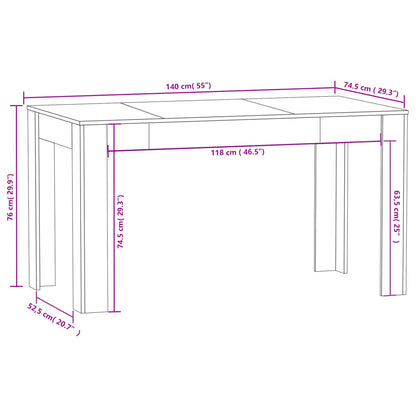 Dining Table Grey 140x74.5x76 cm Engineered Wood