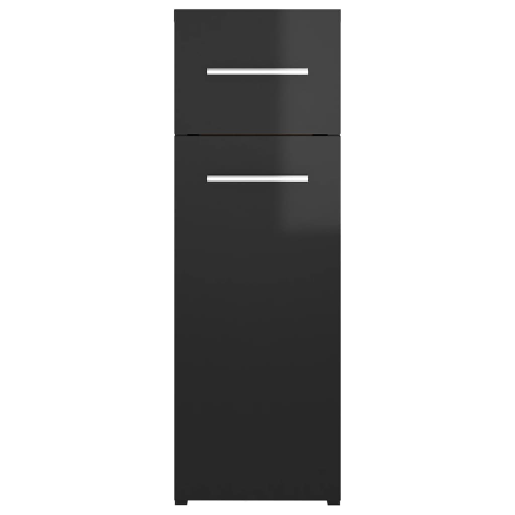 Apothecary Cabinet High Gloss Black 20x45.5x60 cm Engineered Wood