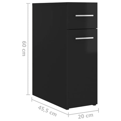 Apothecary Cabinet High Gloss Black 20x45.5x60 cm Engineered Wood