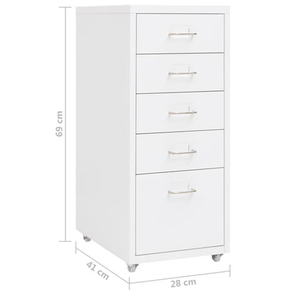 Mobile File Cabinet White 28x41x69 cm Metal