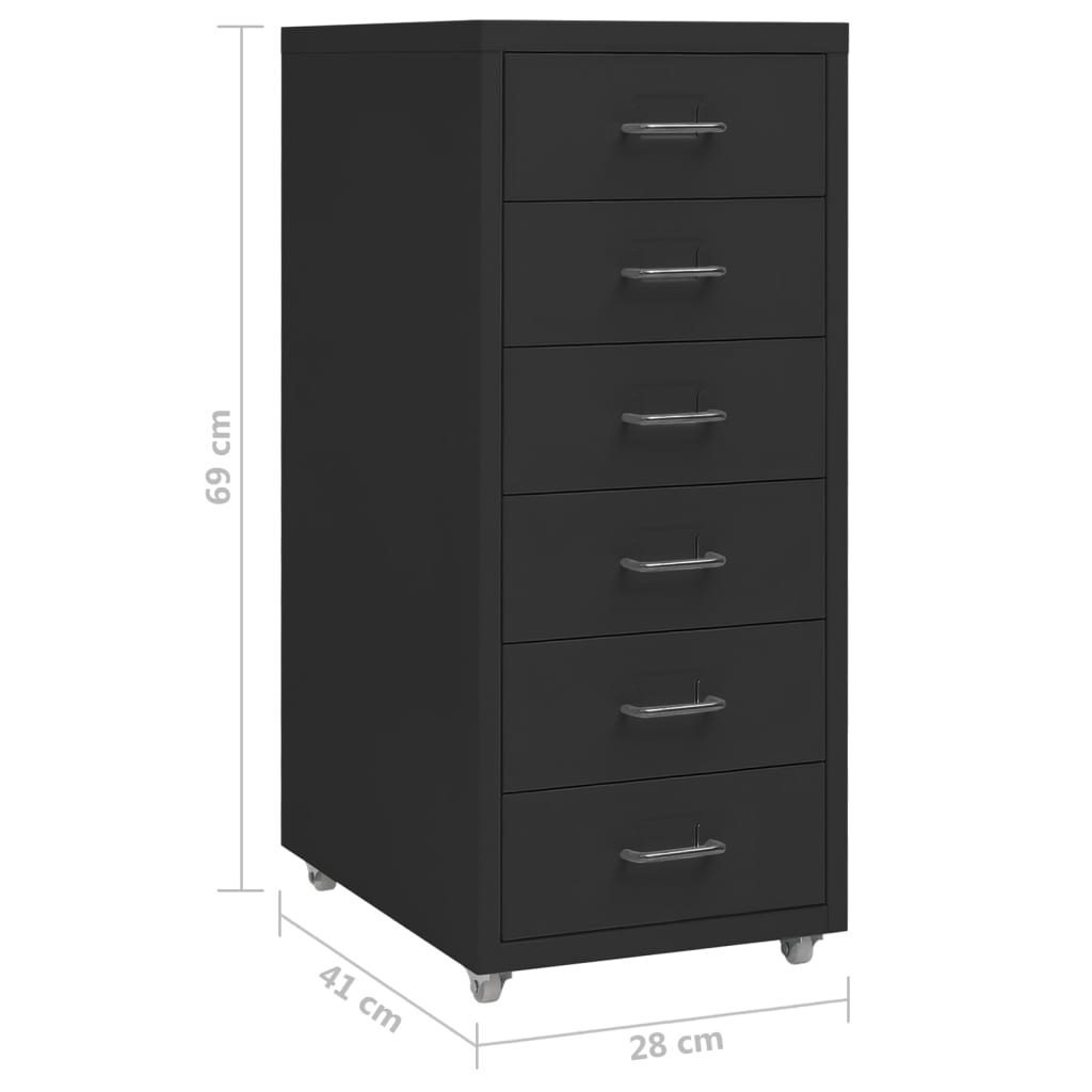 Mobile File Cabinet Black 28x41x69 cm Metal