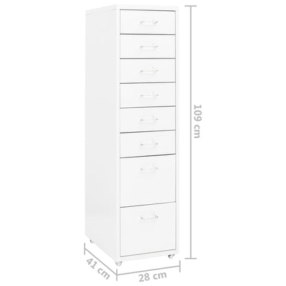 Mobile File Cabinet White 28x41x109 cm Metal