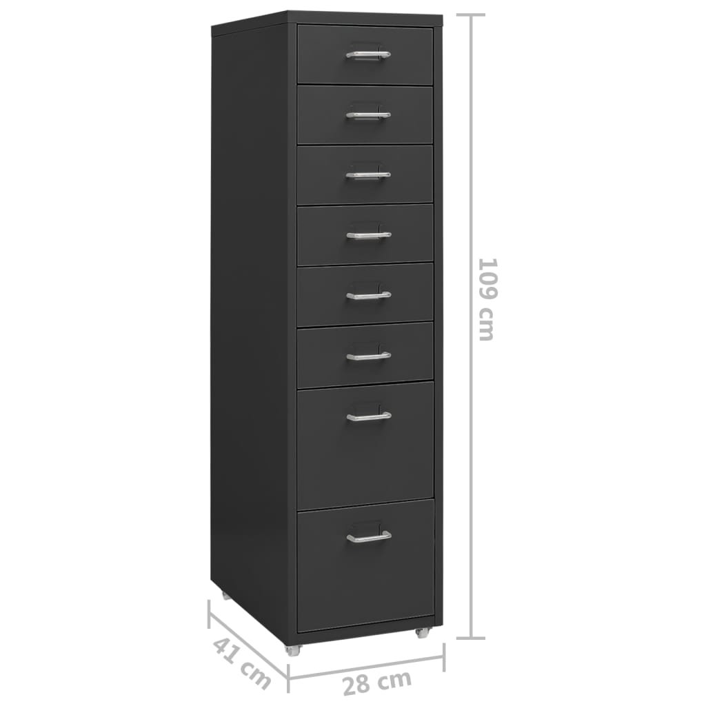 Mobile File Cabinet Anthracite 28x41x109 cm Metal