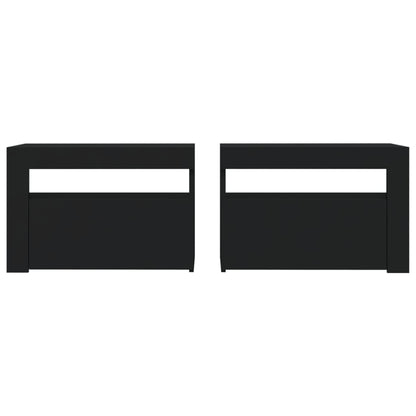 Bedside Cabinets 2 pcs with LEDs Black 60x35x40 cm