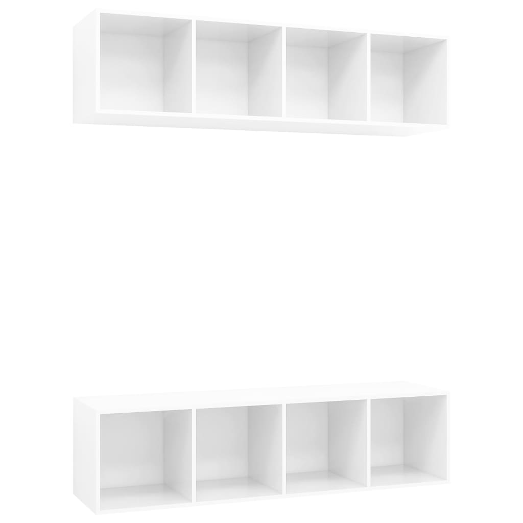 Wall-mounted TV Cabinets 2 pcs High Gloss White Engineered Wood