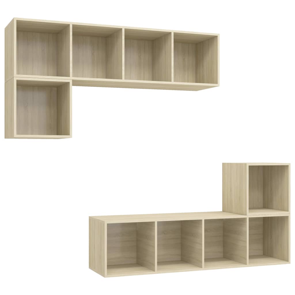 4 Piece TV Cabinet Set Sonoma Oak Engineered Wood