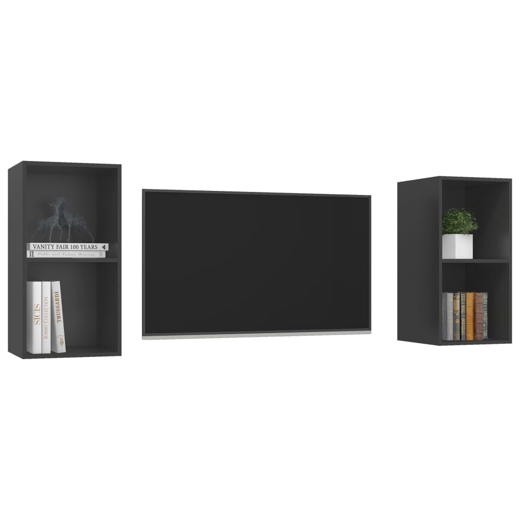 Wall-mounted TV Cabinets 2 pcs Grey Engineered Wood