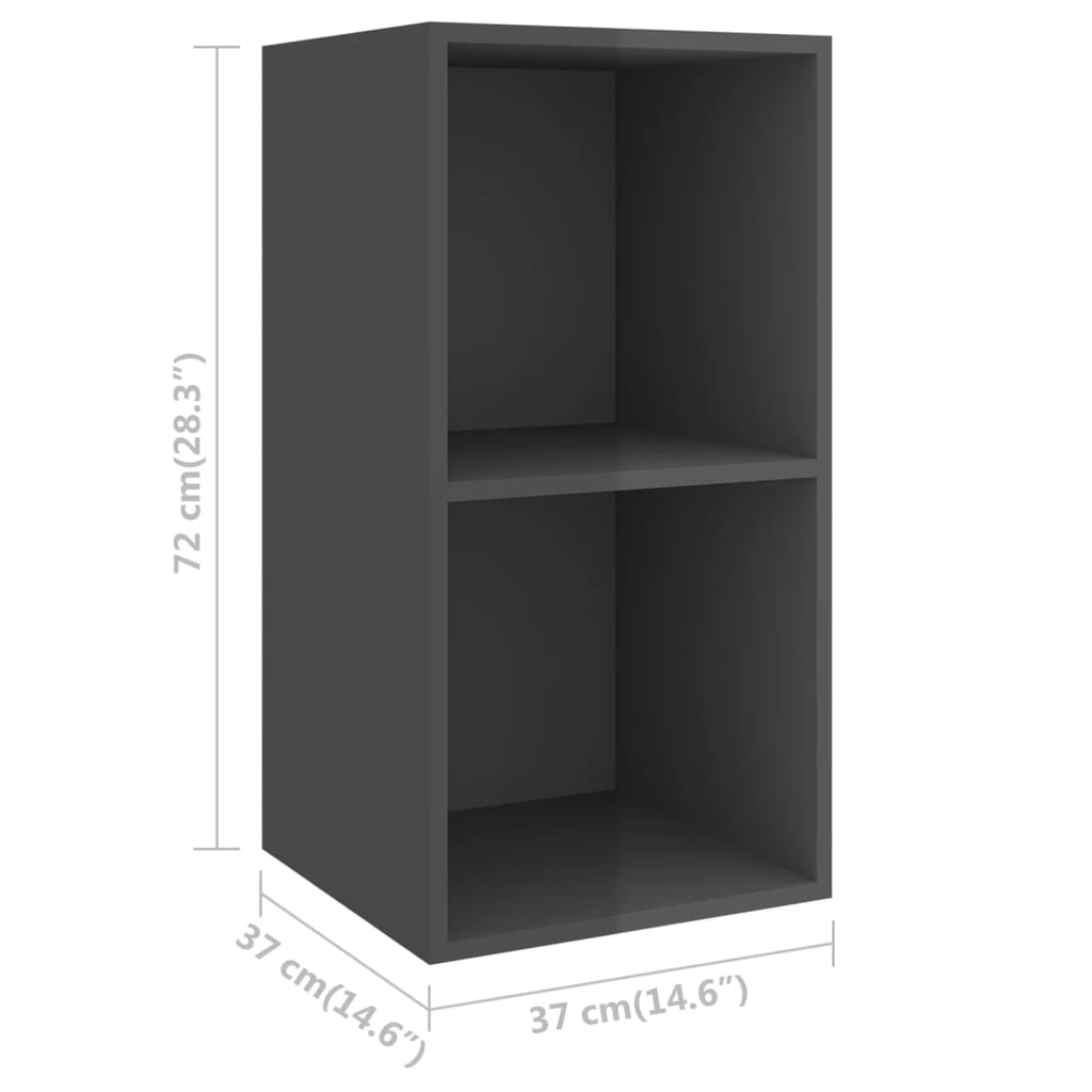 Wall-mounted TV Cabinets 2 pcs High Gloss Grey Engineered Wood