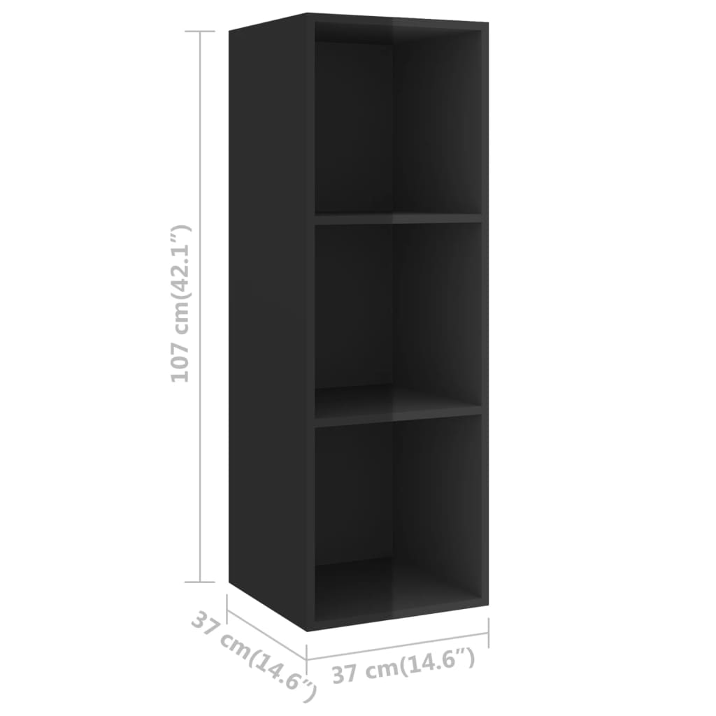 Wall-mounted TV Cabinets 2 pcs High Gloss Black Engineered Wood