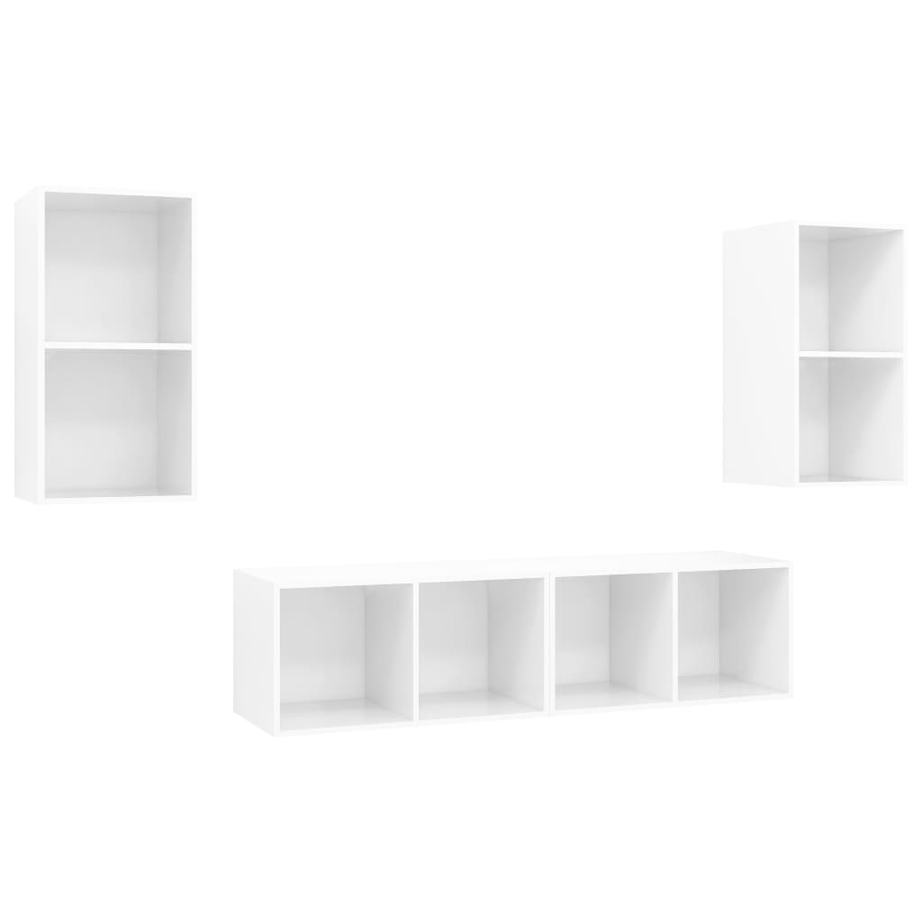 Wall-mounted TV Cabinets 4 pcs High Gloss White Engineered Wood