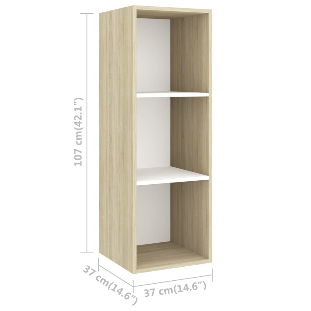 Wall-mounted TV Cabinets 4 pcs White and Sonoma Oak Engineered Wood