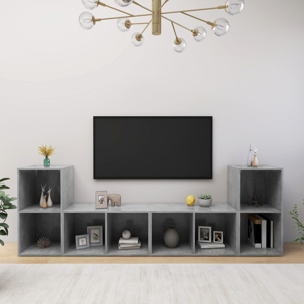 TV Cabinets 4 pcs Concrete Grey 72x35x36.5 cm Engineered Wood