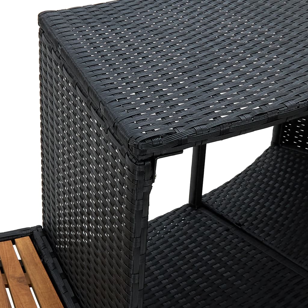 Spa Surround Black Poly Rattan and Solid  Acacia Wood