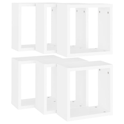 Wall Cube Shelves 6 pcs White 30x15x30 cm