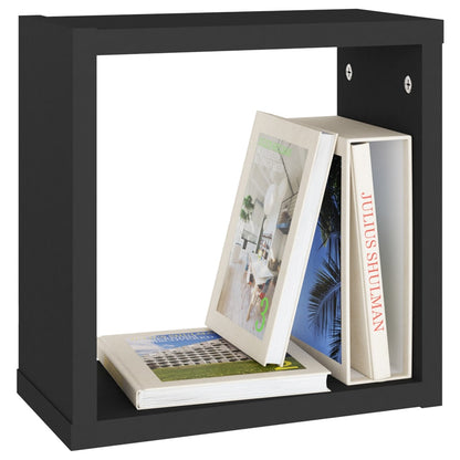 Wall Cube Shelves 4 pcs Black 30x15x30 cm