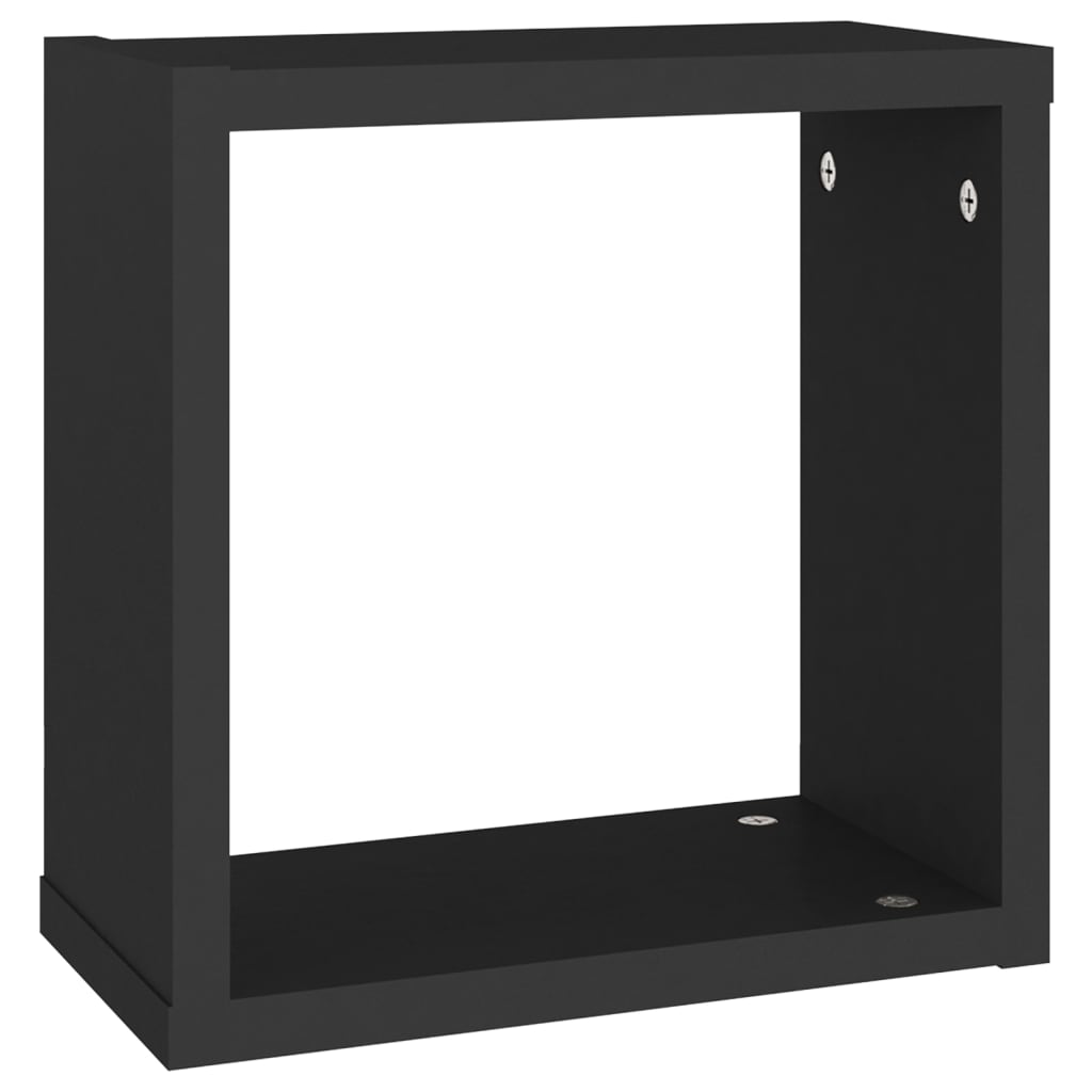 Wall Cube Shelves 4 pcs Black 30x15x30 cm