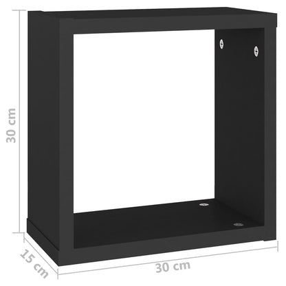 Wall Cube Shelves 4 pcs Black 30x15x30 cm