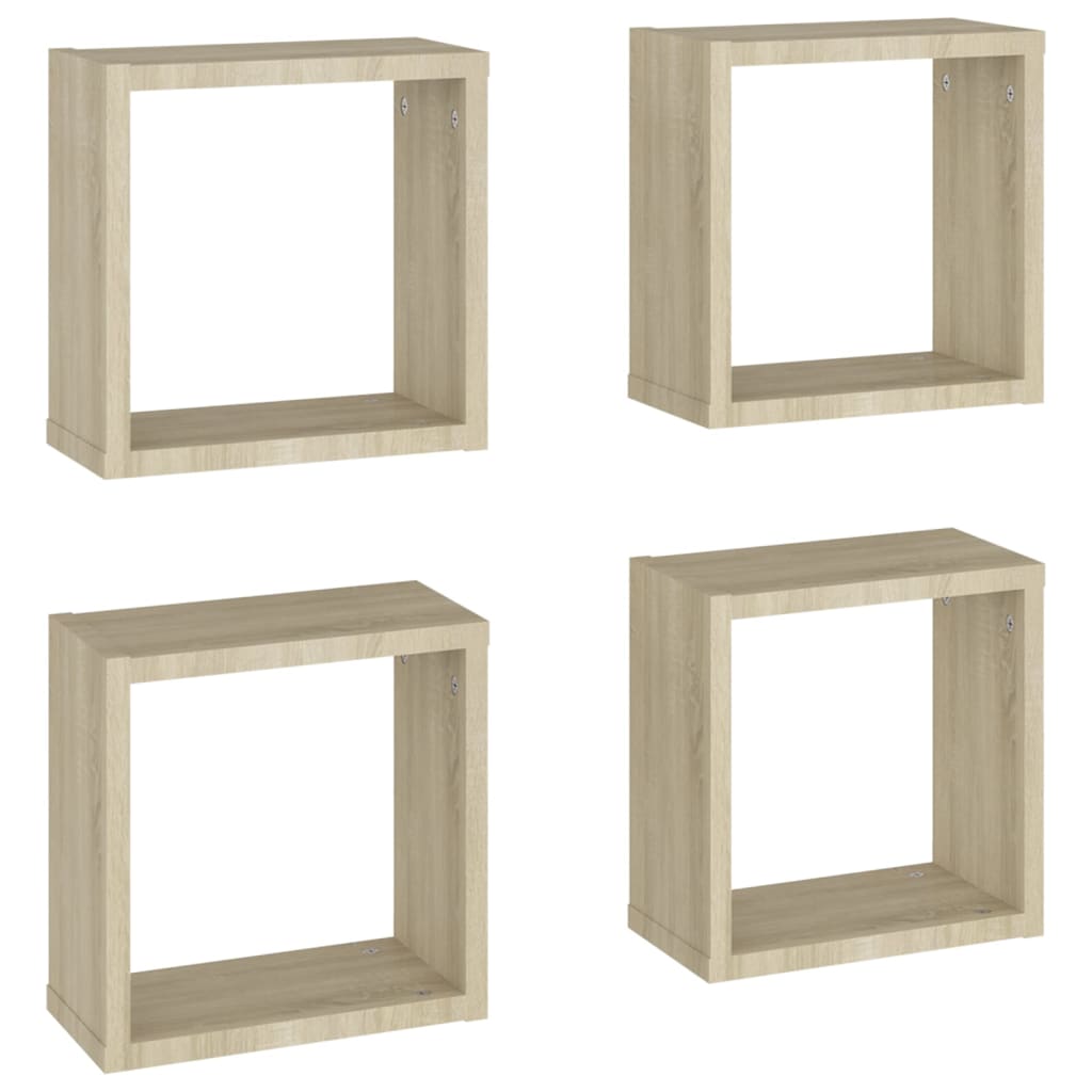 Wall Cube Shelves 4 pcs Sonoma Oak 30x15x30 cm