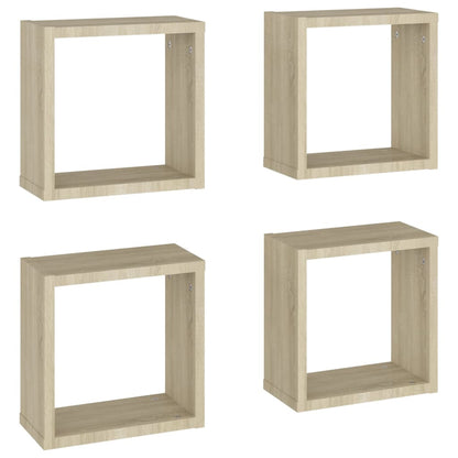 Wall Cube Shelves 4 pcs Sonoma Oak 30x15x30 cm