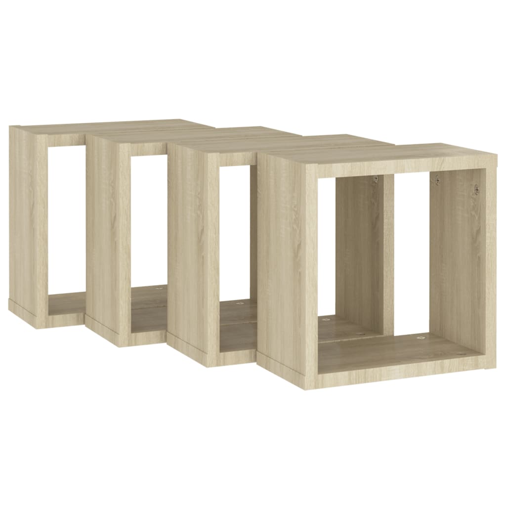 Wall Cube Shelves 4 pcs Sonoma Oak 30x15x30 cm