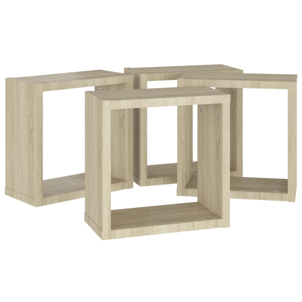 Wall Cube Shelves 4 pcs Sonoma Oak 30x15x30 cm