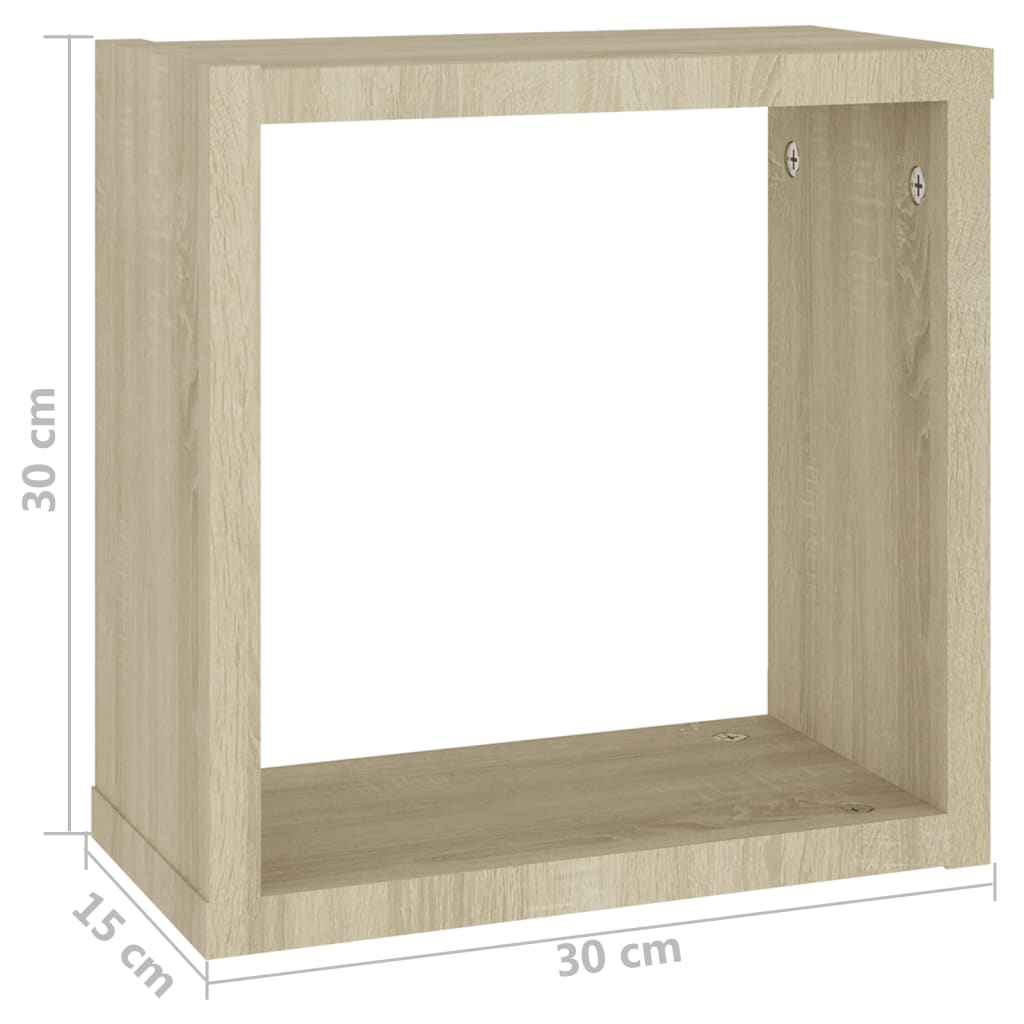 Wall Cube Shelves 4 pcs Sonoma Oak 30x15x30 cm