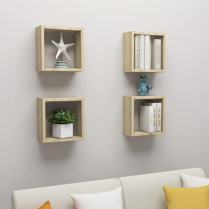 Wall Cube Shelves 4 pcs Sonoma Oak 30x15x30 cm