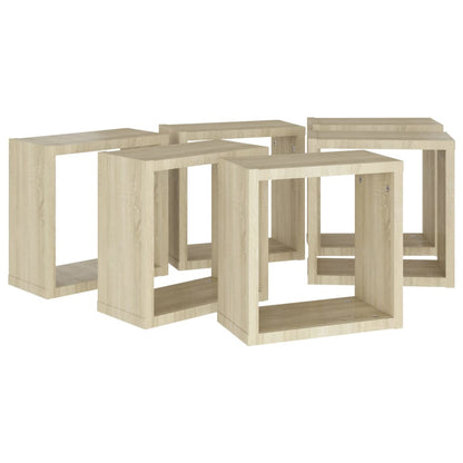 Wall Cube Shelves 6 pcs Sonoma Oak 30x15x30 cm