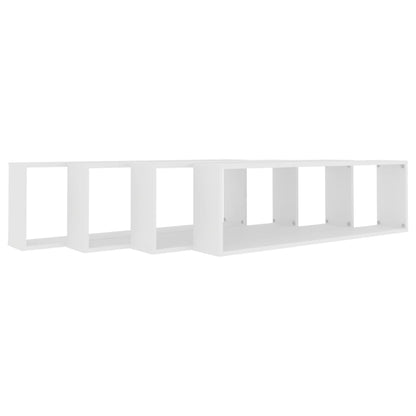 Wall Cube Shelf 4 pcs White 100x15x30 cm Engineered Wood