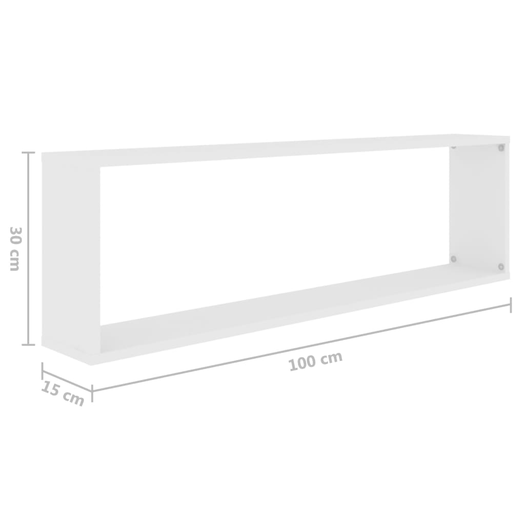 Wall Cube Shelf 4 pcs White 100x15x30 cm Engineered Wood