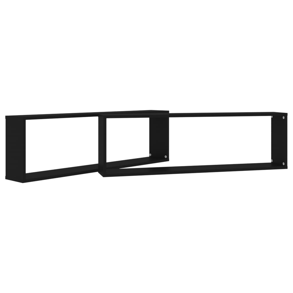 Wall Cube Shelf 2 pcs Black 100x15x30 cm Engineered Wood